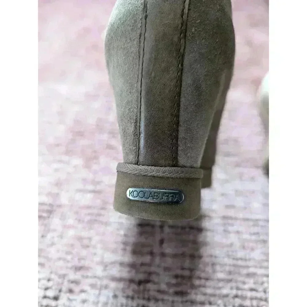 Kookaburra By Ugh Suede Shearling Wedge Boots Size 8.5 Beige
